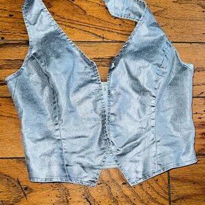 Silver fashion, nova vest, halter top, corset worn once